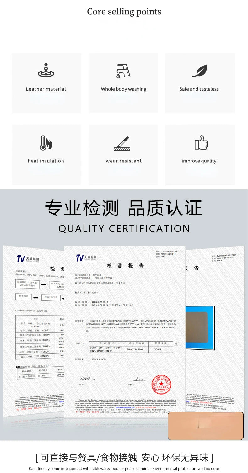 Nordic-Style Double-Sided PU Leather Placemat – Anti-Slip, Water Droplet Shape