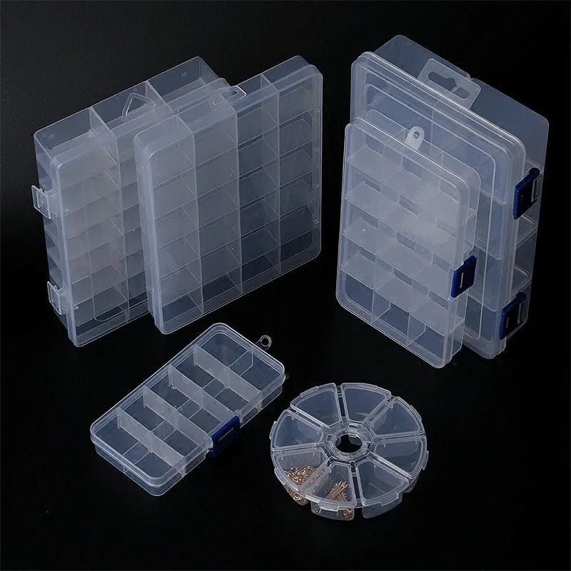 8-Style Clear Jewelry Organizer Box – Adjustable Compartment Storage