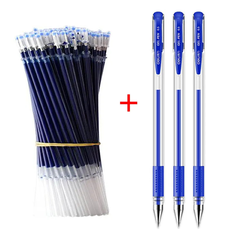 Gel Pen Set with Refills – Black & Blue 0.5mm Kawaii Korean Stationery