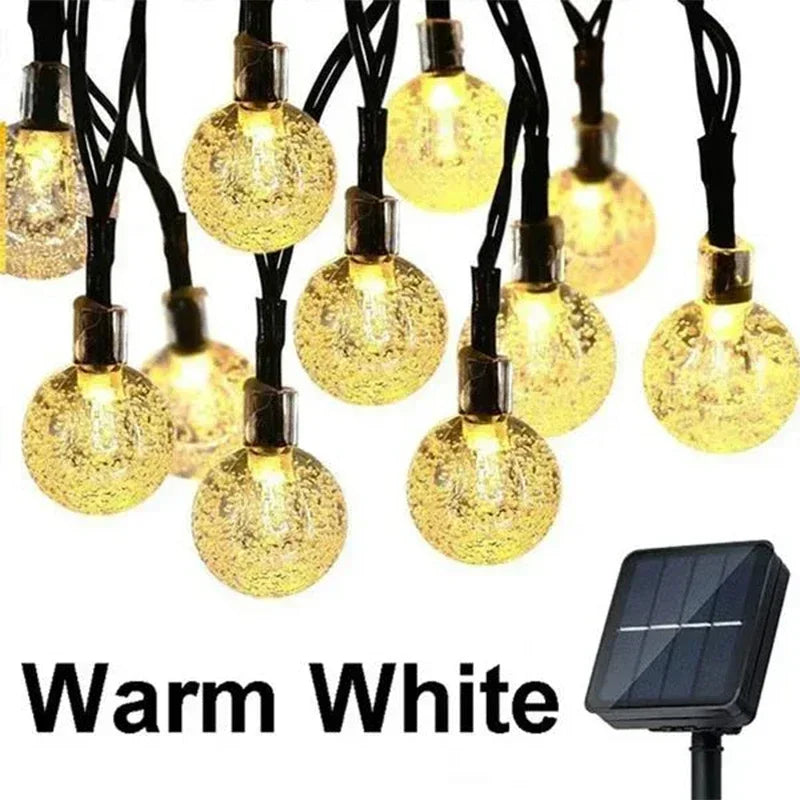 Solar Crystal Fairy String Lights – 8 Modes Waterproof Outdoor Garland