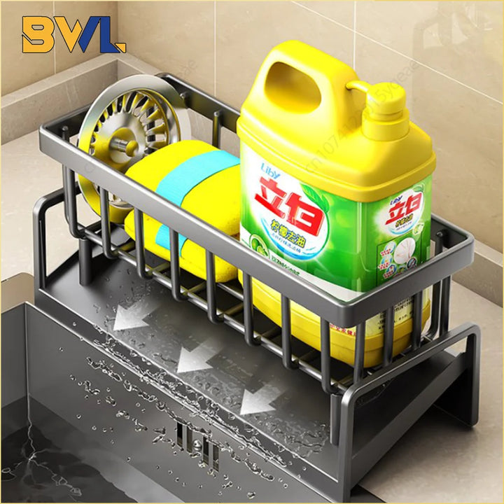 No-Punch Sink Rack – Kitchen Shelf & Drainage Storage Organizer