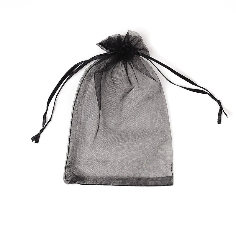 50 Pcs White Sheer Organza Gift Bags with Drawstring