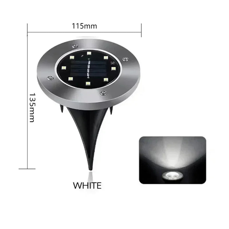8/20 LED Solar Disk Lights for Garden & Pathway