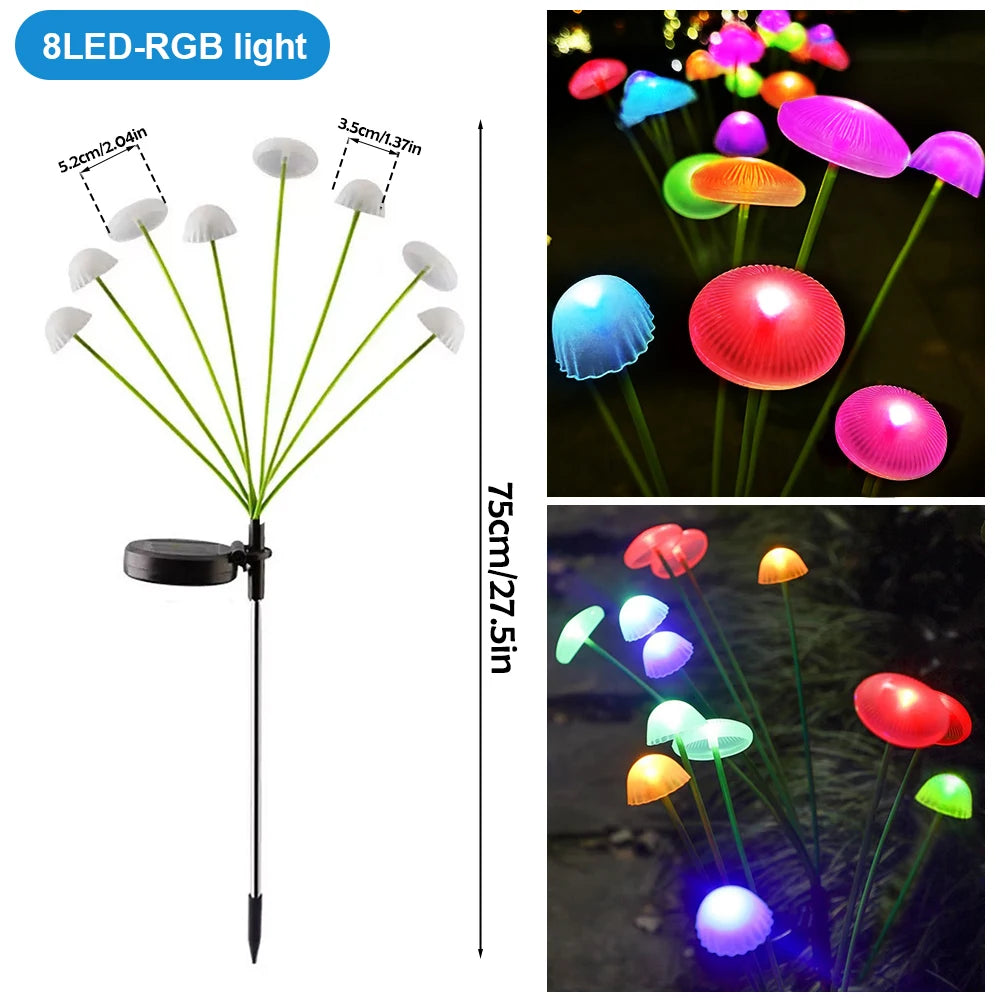 LED Solar Jellyfish Mushroom Fairy Light – RGB Waterproof Garden Lamp