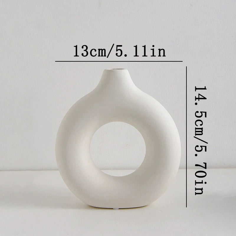 Nordic White Plastic Flower Vase – Modern Decorative Plant Pot for Floral Arrangements