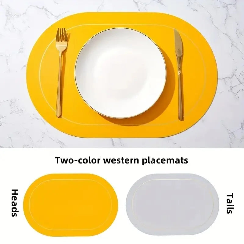 Leather Table Placemats – Heat Resistant, Waterproof, Non-Slip (1/4/6pcs)