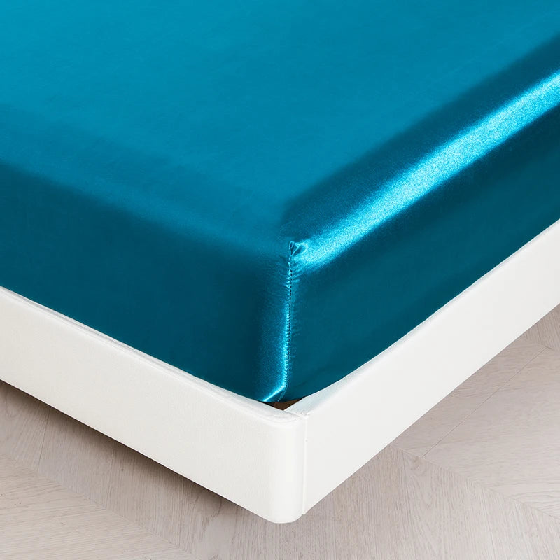 3PC Satin Fitted Sheet Set with Pillow Covers