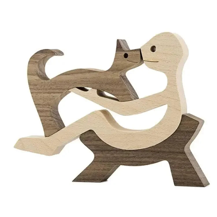 Wooden Puppy Figurine – Handmade Dog Craft Decoration & Gift