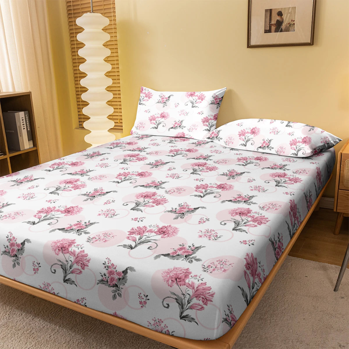 Simple Modern Plant Flower Printed Fitted Sheet (No Pillowcases)
