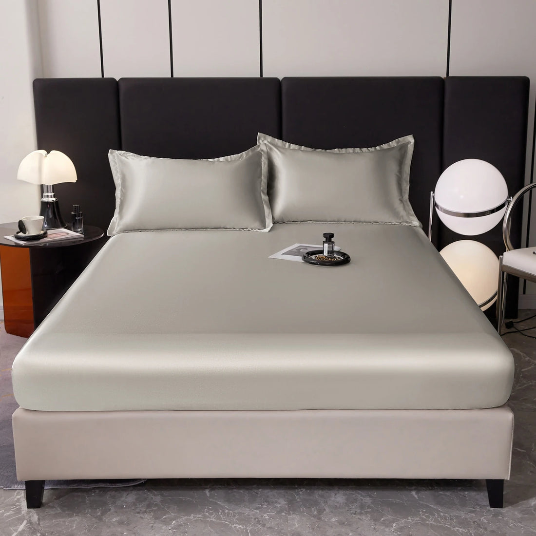 Satin Rayon Fitted Sheet – Solid Color Elastic Bed Cover