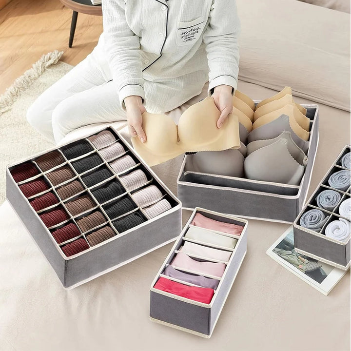 Foldable Underwear Drawer Organizer – Storage Box for Socks, Bras, Scarves & Ties