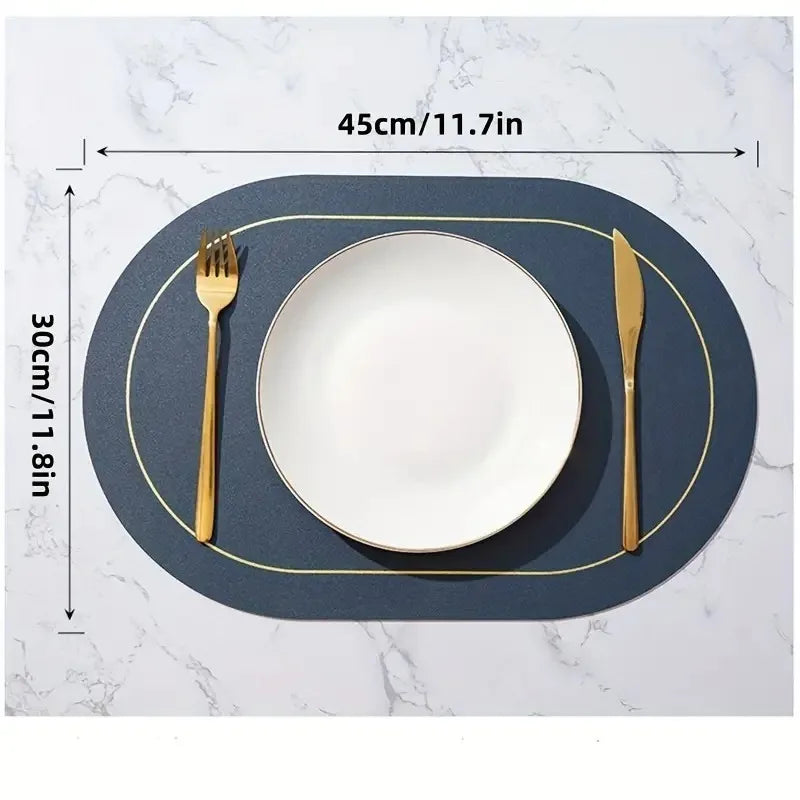 Leather Table Placemats – Heat Resistant, Waterproof, Non-Slip (1/4/6pcs)