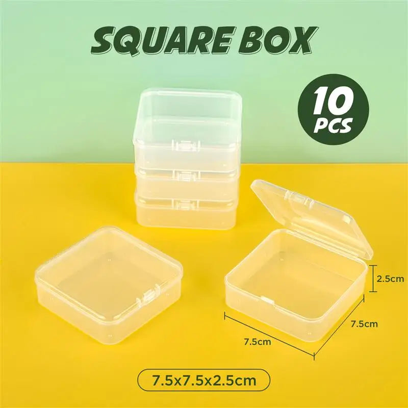 10 Pcs Rectangular Translucent Plastic Storage Boxes