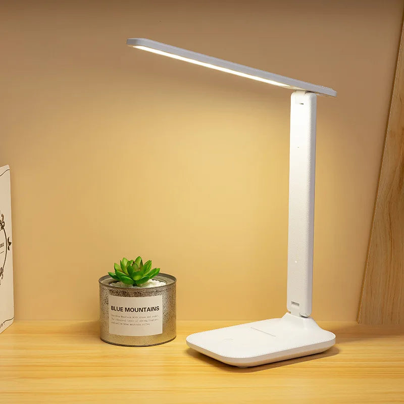 LED Table Lamp – Eye Protection, Touch Dimmable Reading Light, USB Rechargeable for Bedroom or Study