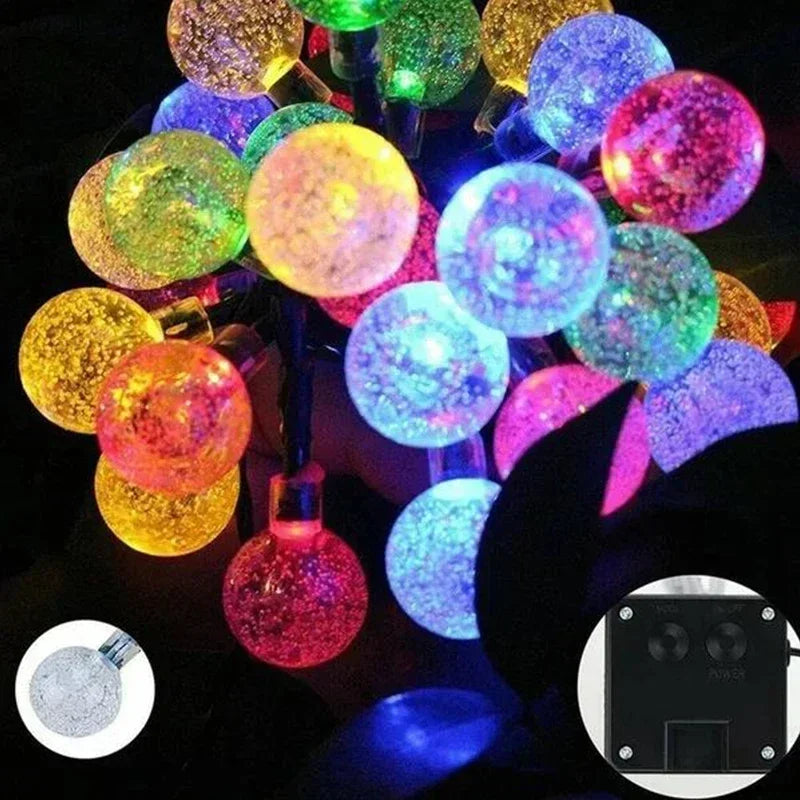 Solar Crystal Fairy String Lights – 8 Modes Waterproof Outdoor Garland