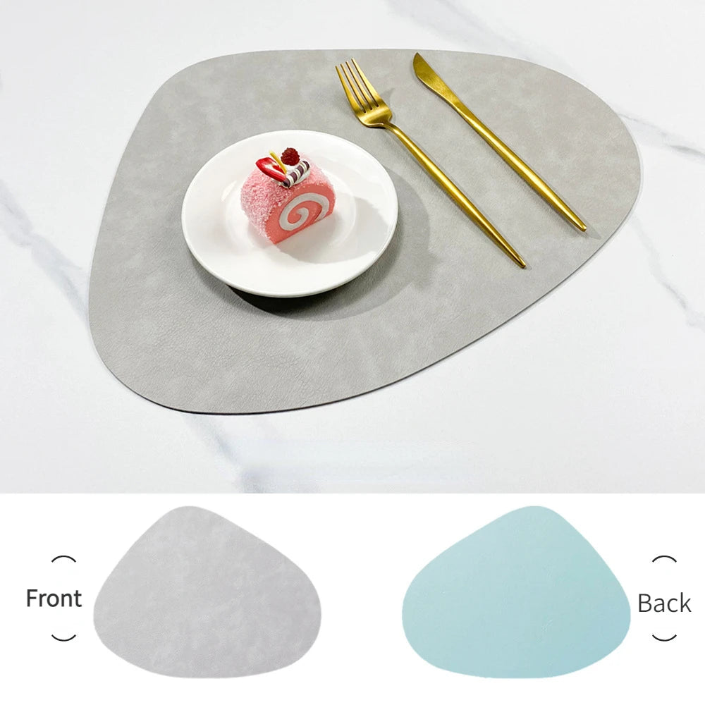 Nordic-Style Double-Sided PU Leather Placemat – Anti-Slip, Water Droplet Shape