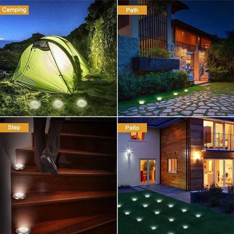 8/20 LED Solar Disk Lights for Garden & Pathway