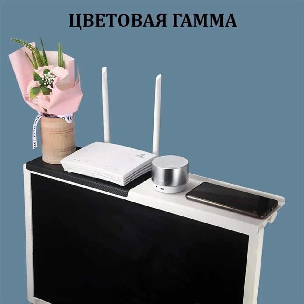 Screen Top Storage Rack – No-Drill Shelf for TV & Computer