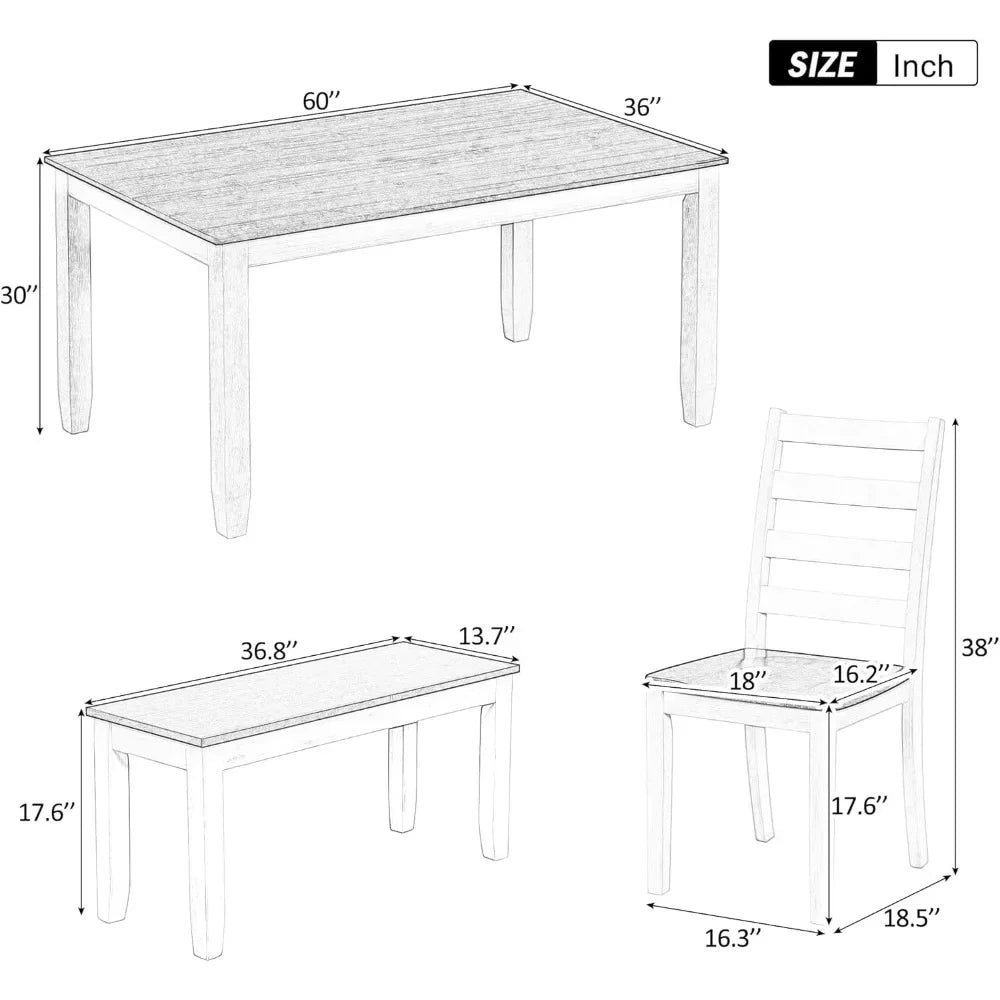 Rustic 6-Piece Dining Set – Walnut & White Finish
