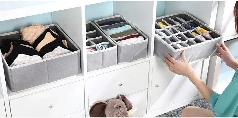 Foldable Underwear Drawer Organizer – Storage Box for Socks, Bras, Scarves & Ties