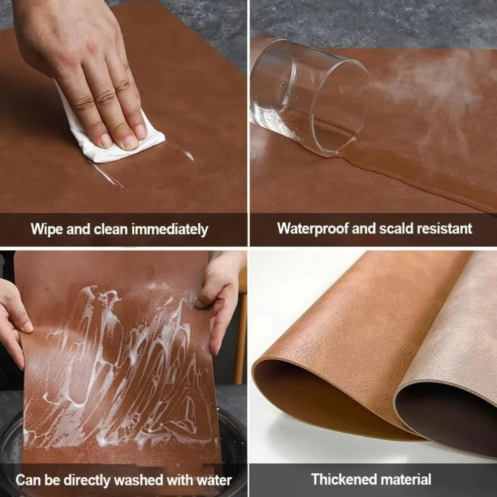 Nordic-Style Double-Sided PU Leather Placemat – Anti-Slip, Water Droplet Shape