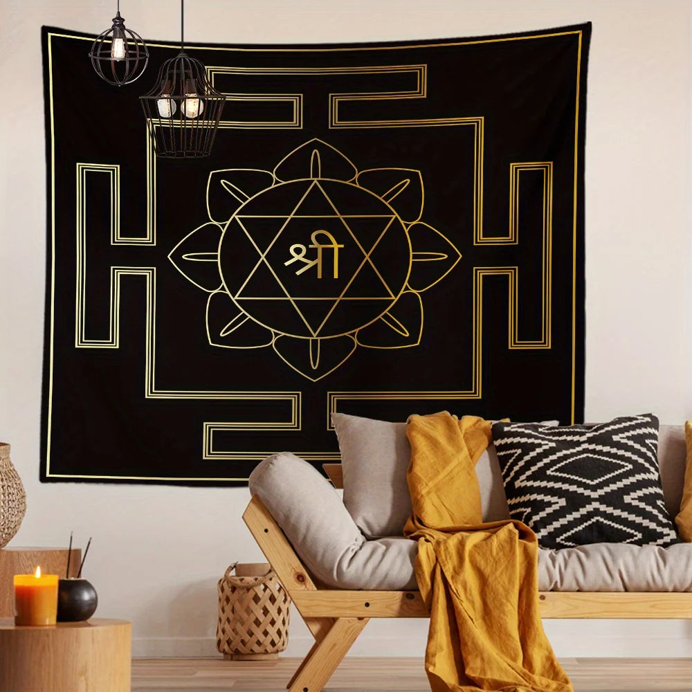 Exotic Geometric Pattern Wall Tapestry – Decorative Hanging for Bedroom, Dorm, or Living Space