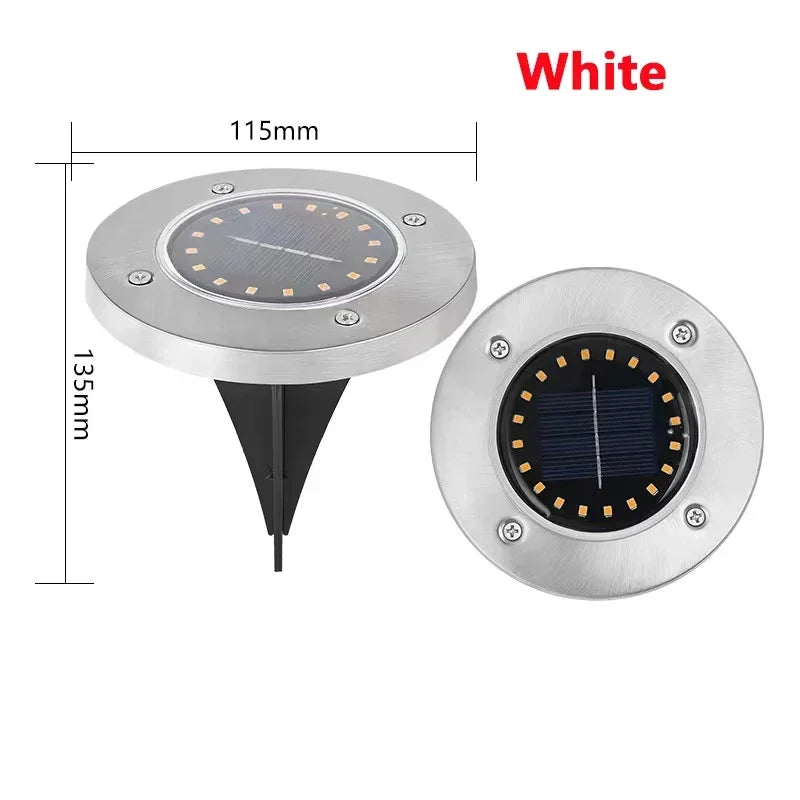 8/20 LED Solar Disk Lights for Garden & Pathway