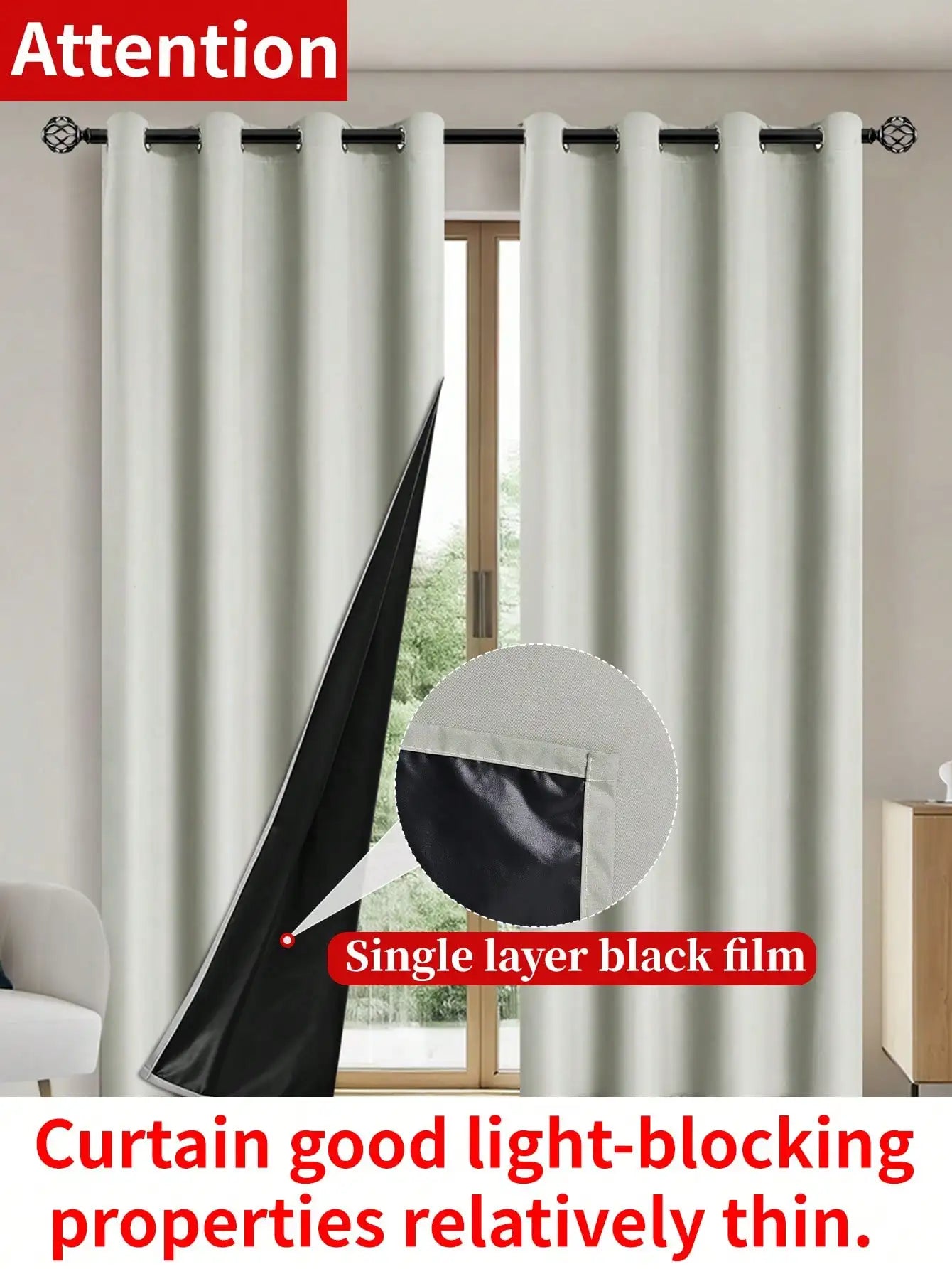 Solid Blackout Curtain with Grommets – Bedroom Privacy Drape (1pc)
