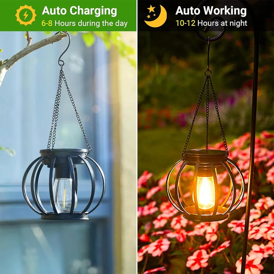 Solar LED Lantern with Daylight Sensor – Waterproof Outdoor Garden Light