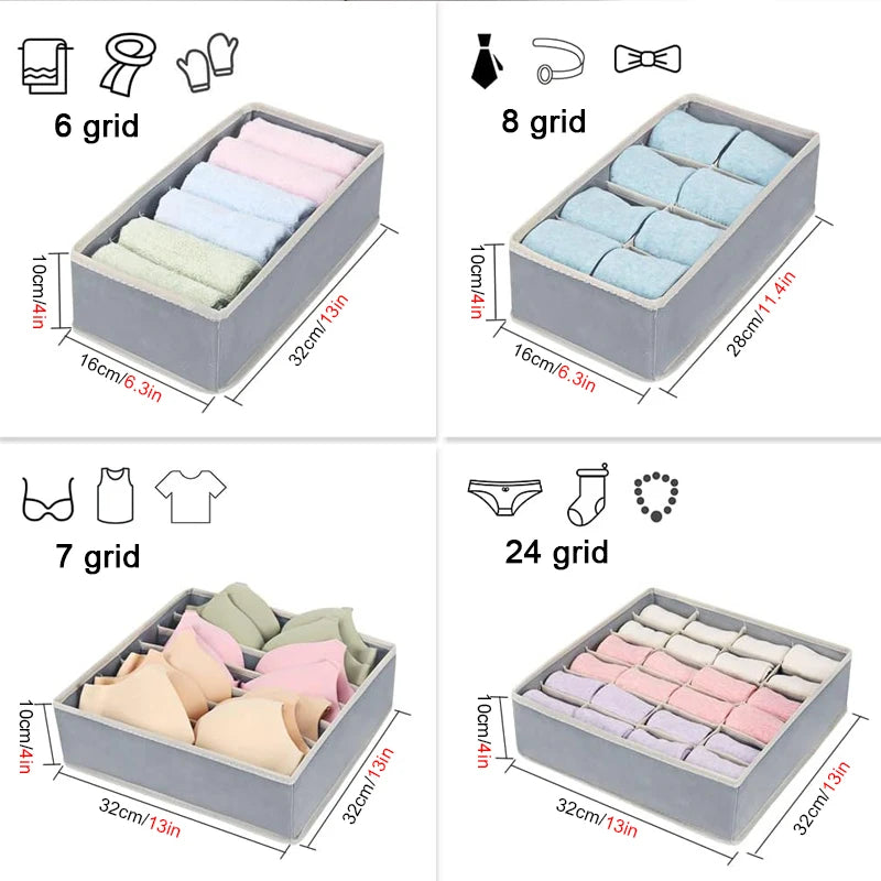 Foldable Underwear Drawer Organizer – Storage Box for Socks, Bras, Scarves & Ties