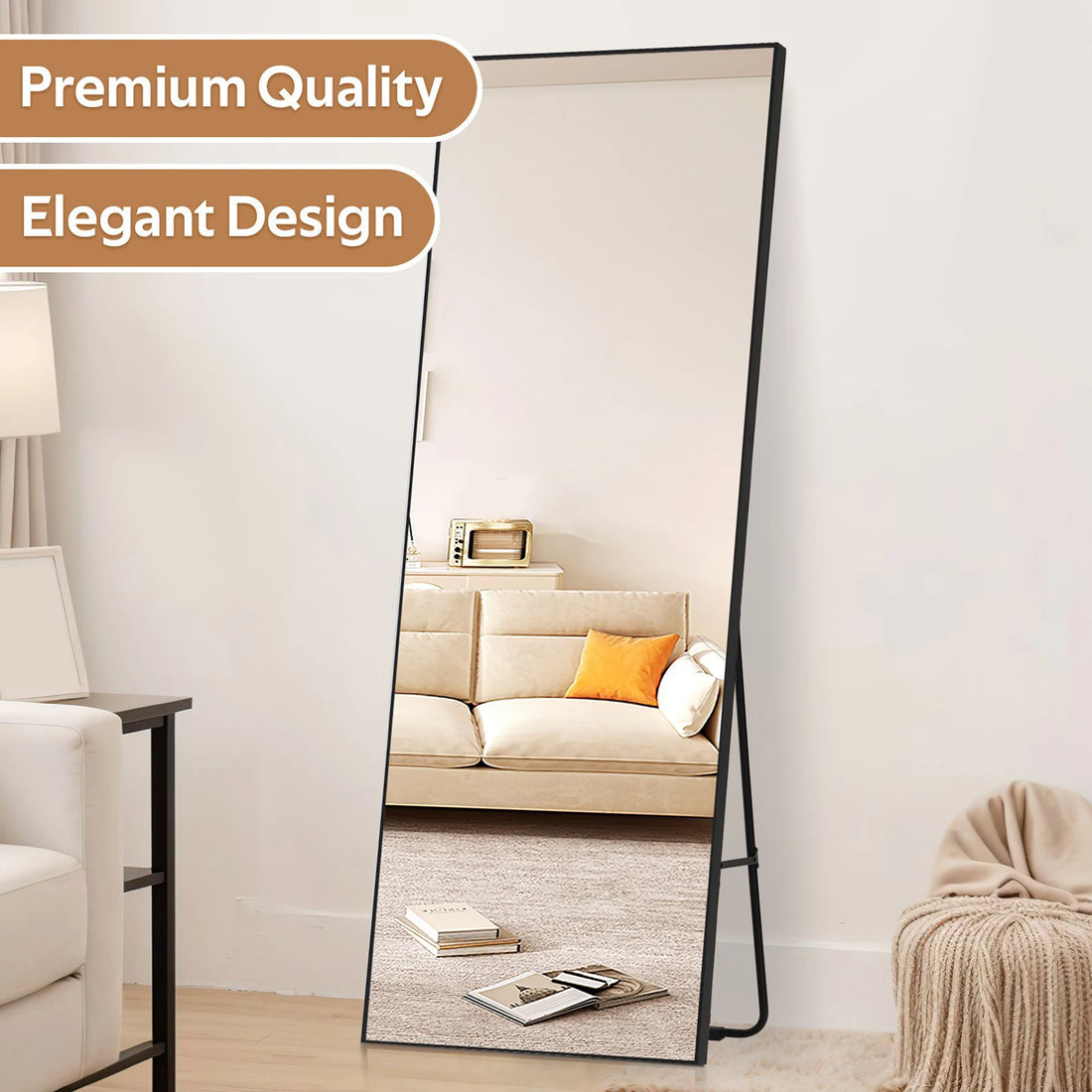 1.5m Rectangular Full-Length Floor Mirror with Aluminum Frame