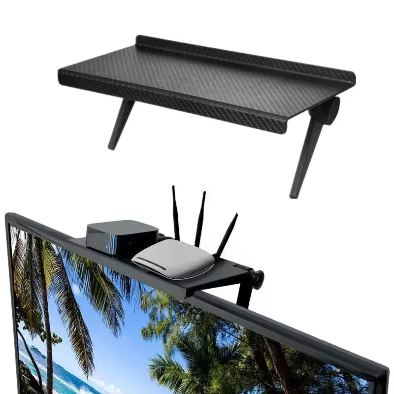 Screen Top Storage Rack – No-Drill Shelf for TV & Computer