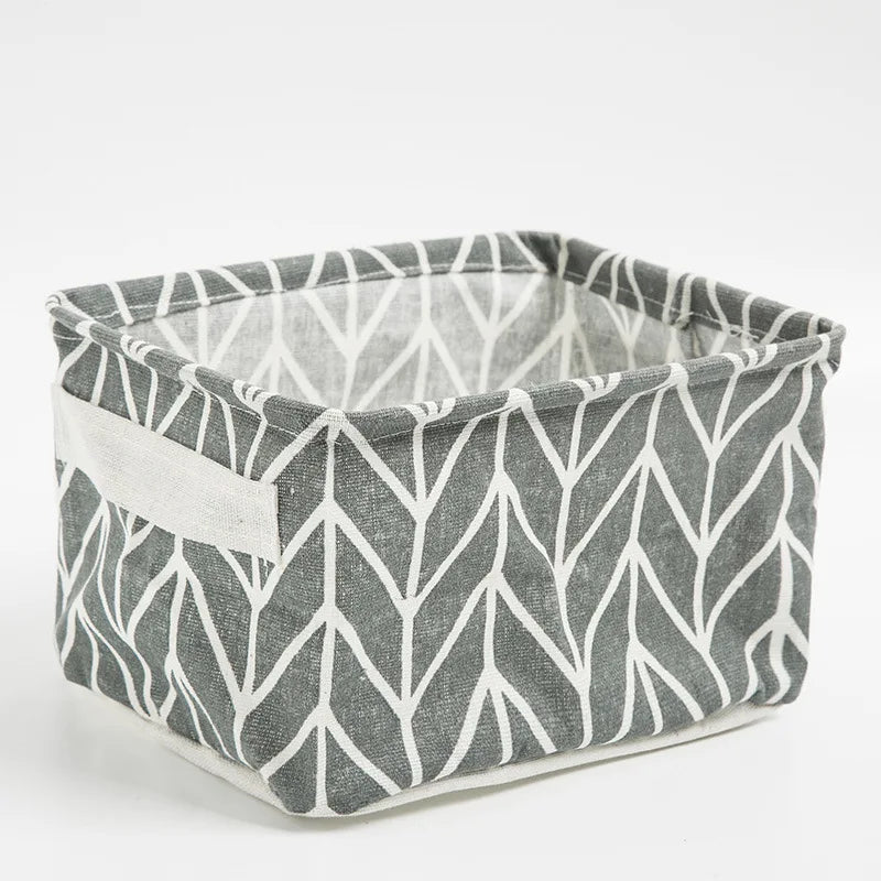 Small Foldable Canvas Storage Basket with Handle