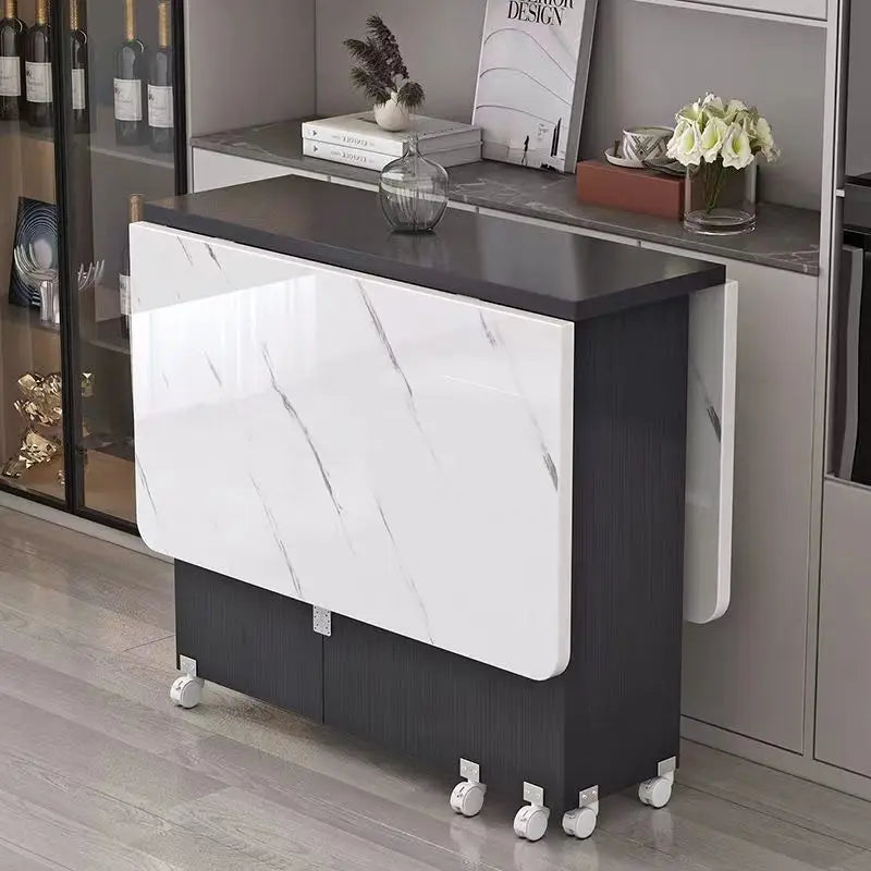 Foldable Rectangular Dining Table with Wheels – Space-Saving Multi-Functional Table for Small Apartments