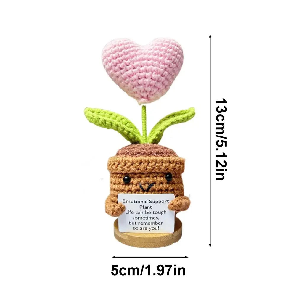 Positive Energy Heart Flower Hand-Woven Doll – Knitted Pocket Hug with Card