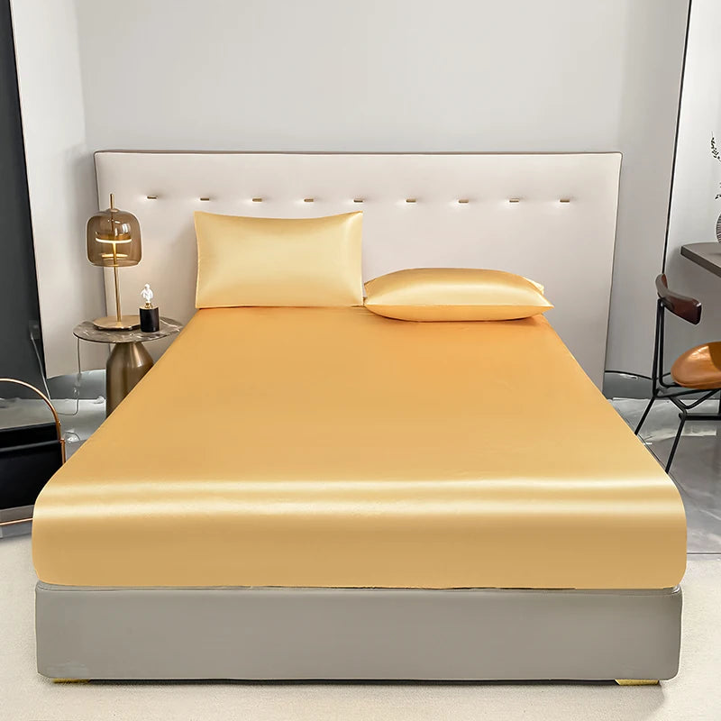 Waterproof Elastic Fitted Bed Sheet – Black/Gold/White