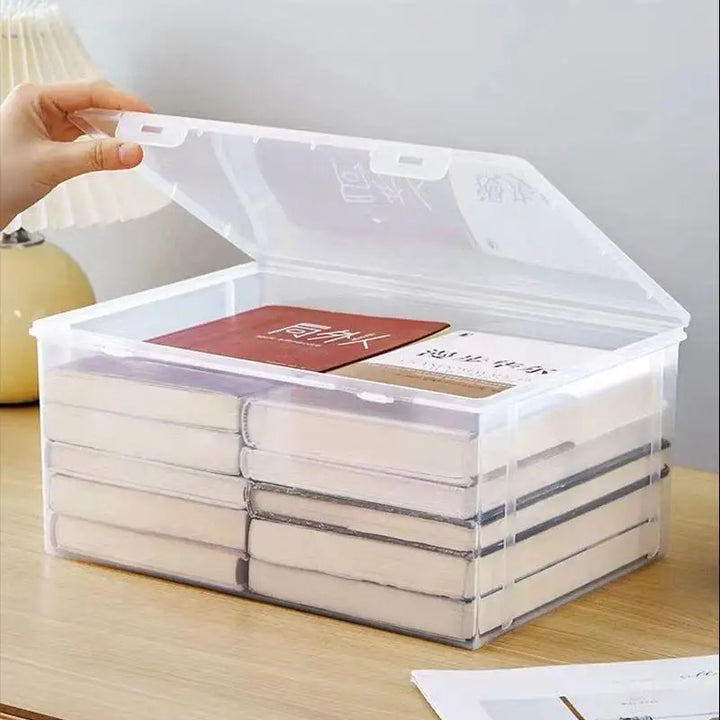 Large Capacity Transparent Plastic Document Storage Box