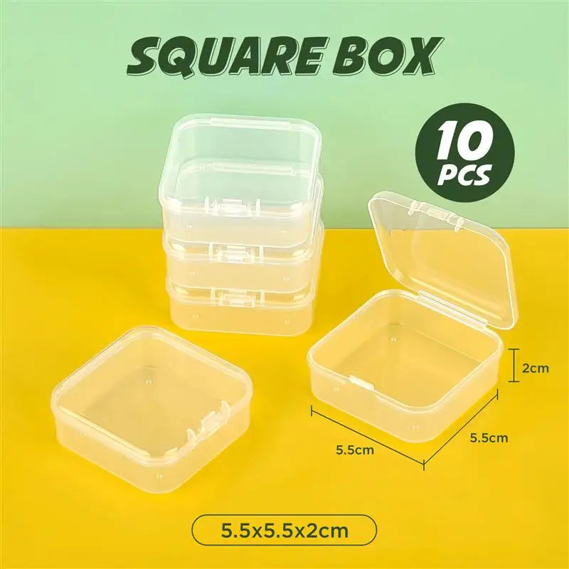 10 Pcs Rectangular Translucent Plastic Storage Boxes