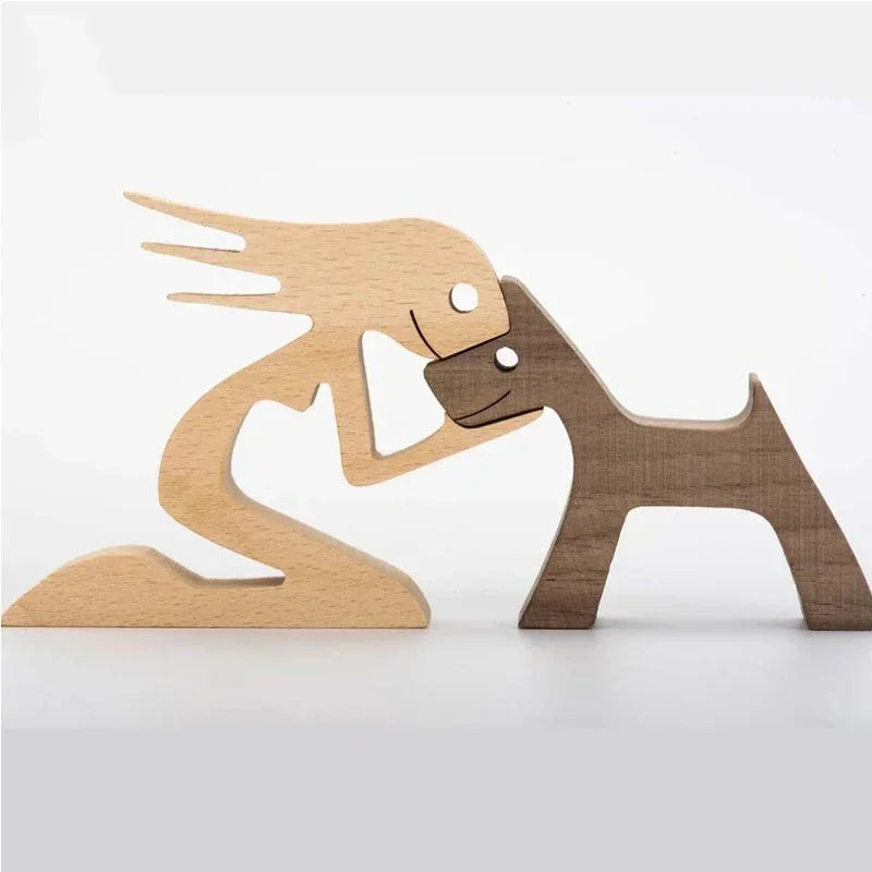 Wooden Puppy Figurine – Handmade Dog Craft Decoration & Gift