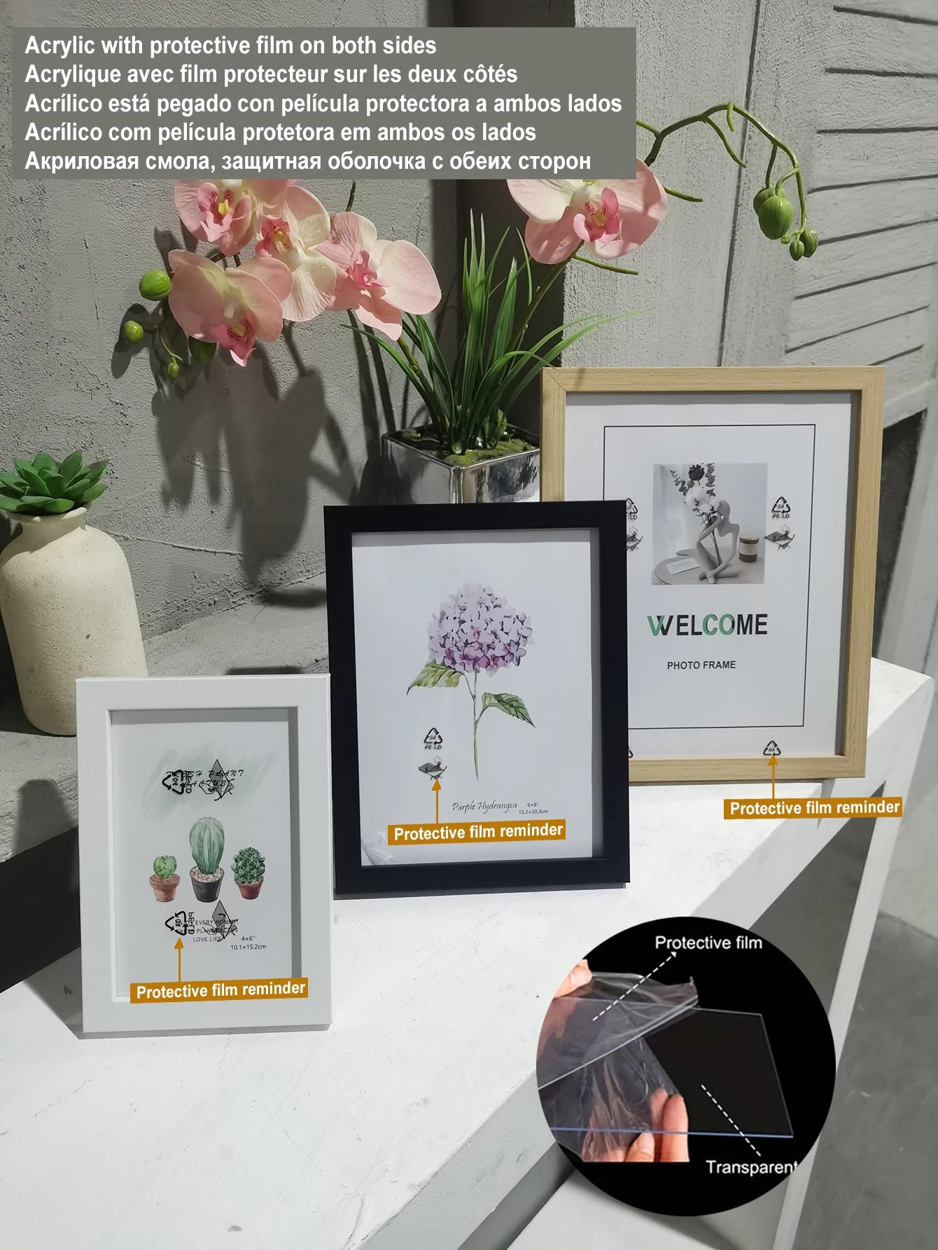 1Pc/3Pcs Wall Gallery Photo Frames – A4, 15x20, 20x25 cm for Tabletop or Wall Mount Display