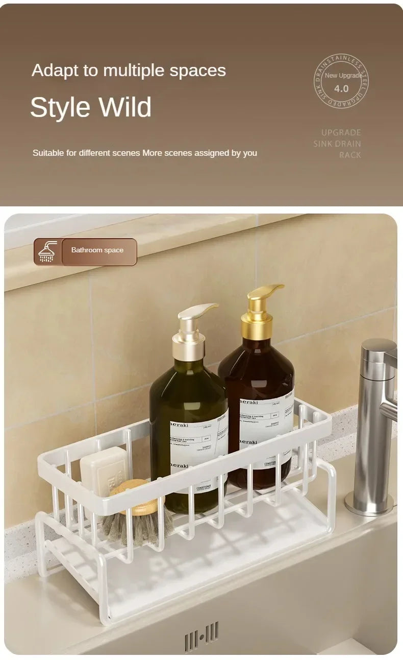 No-Punch Sink Rack – Kitchen Shelf & Drainage Storage Organizer