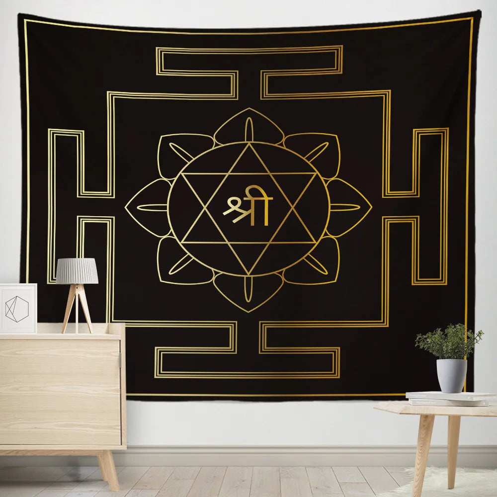 Exotic Geometric Pattern Wall Tapestry – Decorative Hanging for Bedroom, Dorm, or Living Space