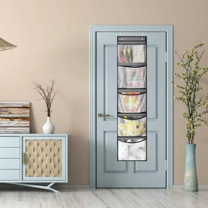 Over-the-Door Hanging Organizer with 5 Pockets – Grey