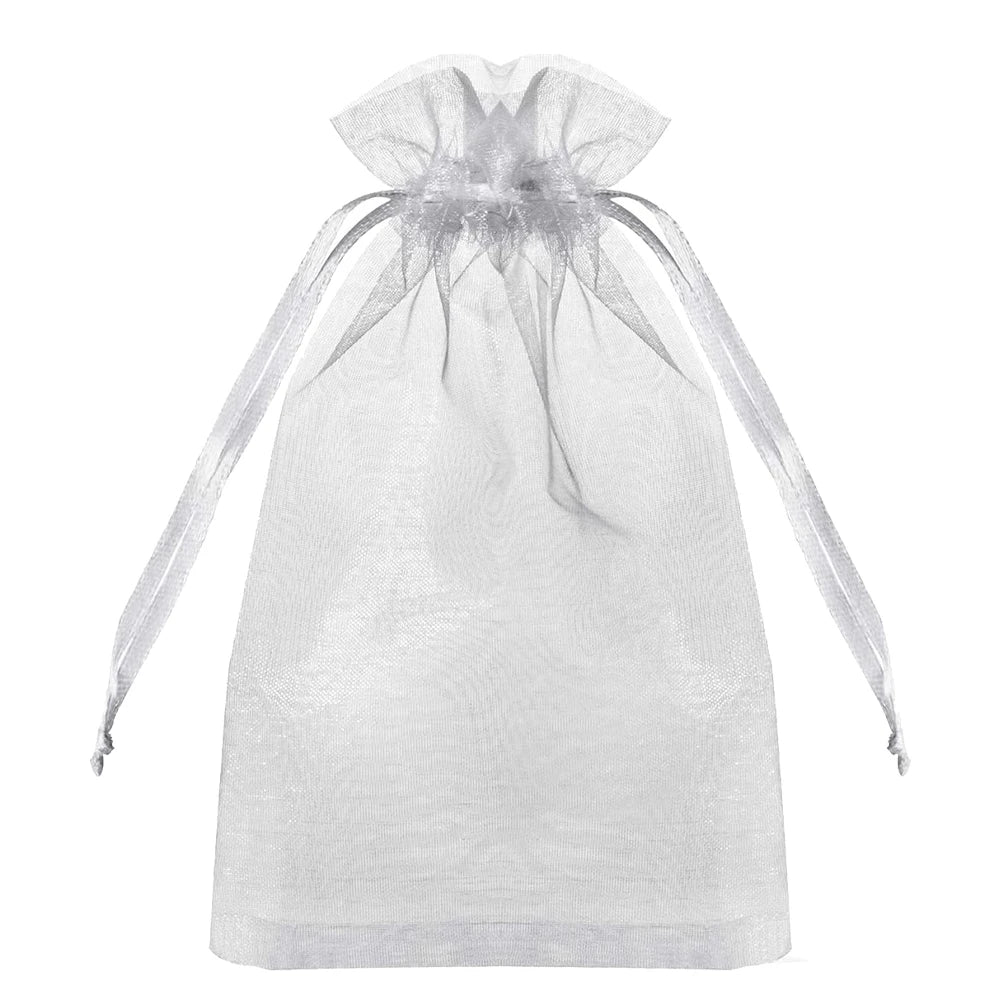 50 Pcs White Sheer Organza Gift Bags with Drawstring