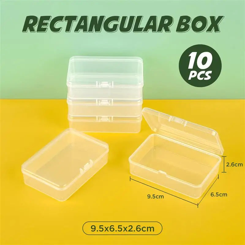 10 Pcs Rectangular Translucent Plastic Storage Boxes