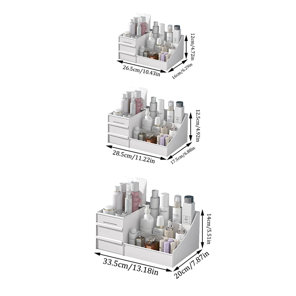 White Plastic Drawer Makeup Storage Box – Desktop Organizer for Cosmetics & Skincare