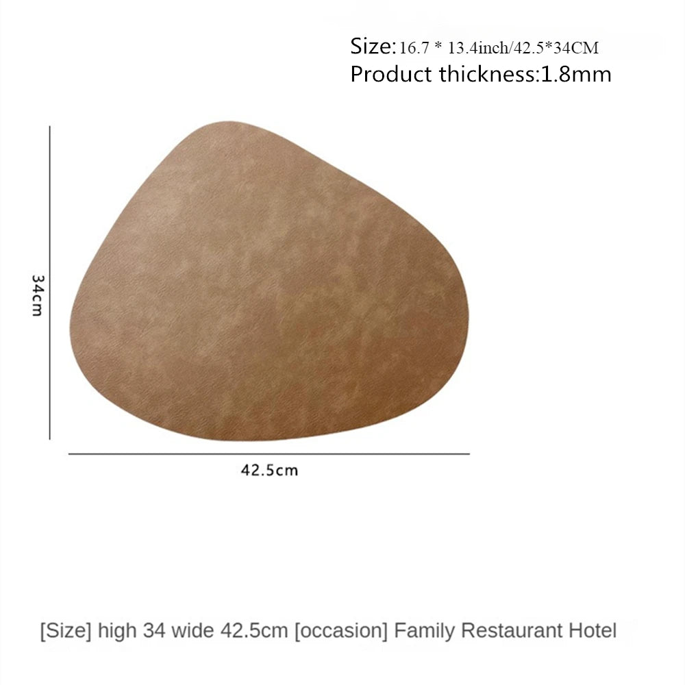 Nordic-Style Double-Sided PU Leather Placemat – Anti-Slip, Water Droplet Shape