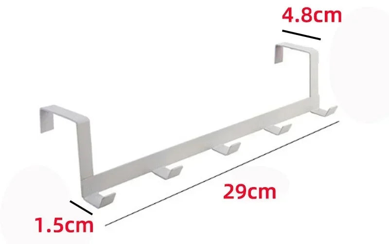 Punch-Free Over-the-Door Wrought Iron Hook Rack – 5-Row Heavy-Duty Storage Organizer