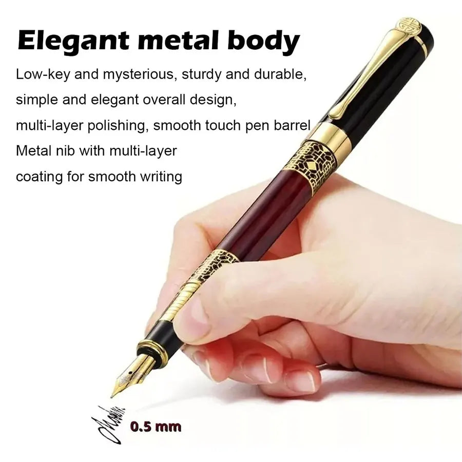 Retro Metal Fountain Pen with Replaceable Ink – Elegant Writing Gift (1–100pcs Set)
