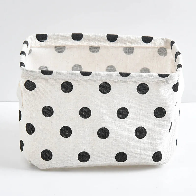 Small Foldable Canvas Storage Basket with Handle